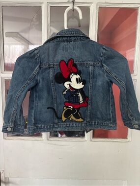 GAP Kids Denim Jacket with Minnie Mouse Patch - Blue, Red, Gold